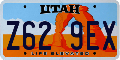 UT license plate Z629EX