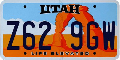 UT license plate Z629GW