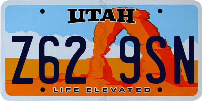 UT license plate Z629SN