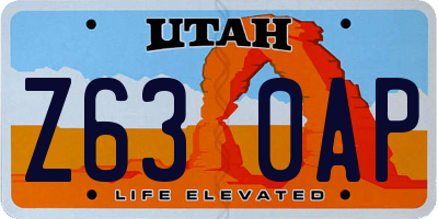 UT license plate Z630AP