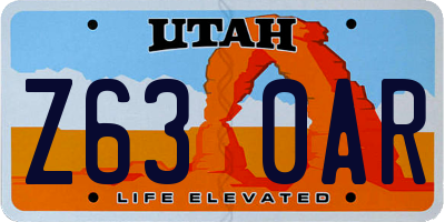 UT license plate Z630AR