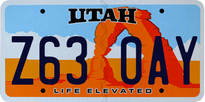 UT license plate Z630AY