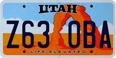 UT license plate Z630BA