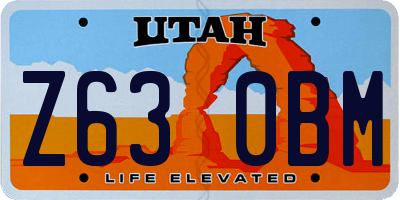 UT license plate Z630BM