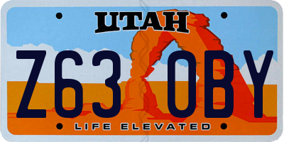 UT license plate Z630BY
