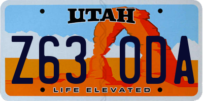 UT license plate Z630DA