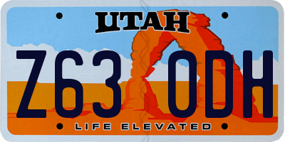 UT license plate Z630DH