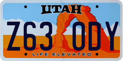 UT license plate Z630DY