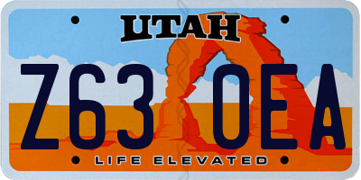 UT license plate Z630EA