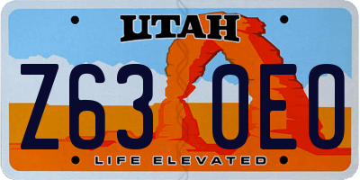 UT license plate Z630EO
