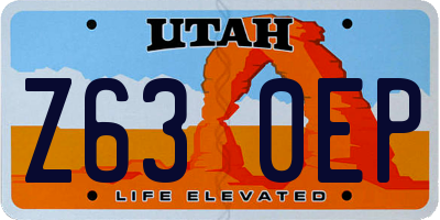 UT license plate Z630EP