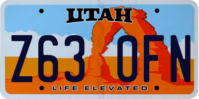 UT license plate Z630FN