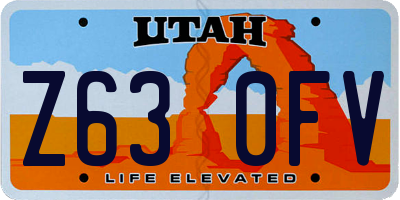 UT license plate Z630FV
