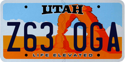 UT license plate Z630GA