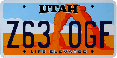 UT license plate Z630GF
