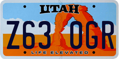 UT license plate Z630GR