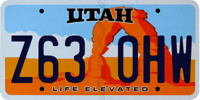UT license plate Z630HW