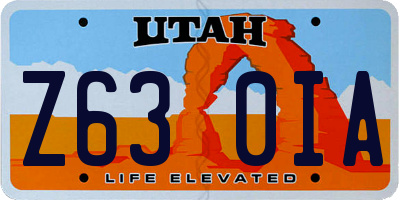 UT license plate Z630IA