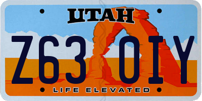 UT license plate Z630IY