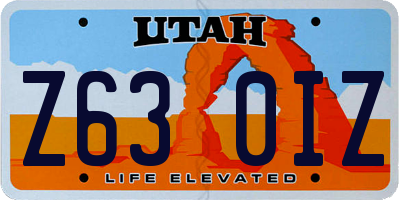 UT license plate Z630IZ