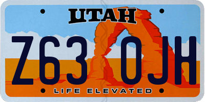 UT license plate Z630JH