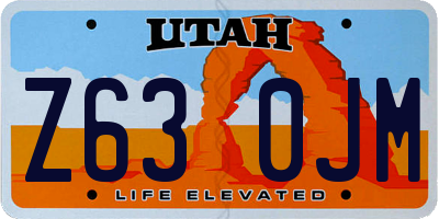 UT license plate Z630JM