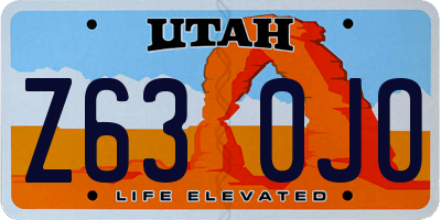 UT license plate Z630JO