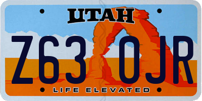 UT license plate Z630JR