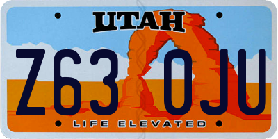 UT license plate Z630JU