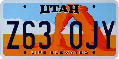 UT license plate Z630JY