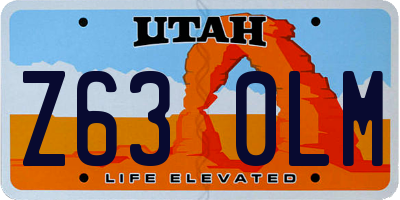 UT license plate Z630LM