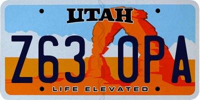 UT license plate Z630PA