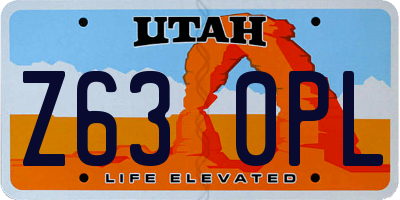 UT license plate Z630PL