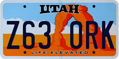 UT license plate Z630RK