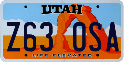 UT license plate Z630SA