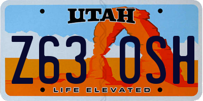 UT license plate Z630SH