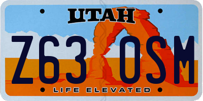 UT license plate Z630SM