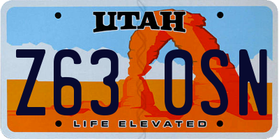 UT license plate Z630SN
