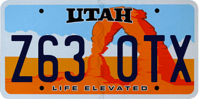 UT license plate Z630TX