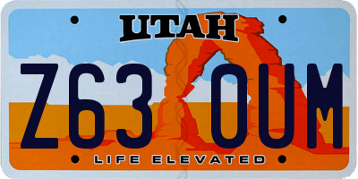UT license plate Z630UM