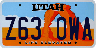 UT license plate Z630WA
