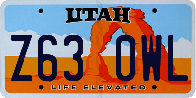 UT license plate Z630WL
