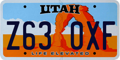 UT license plate Z630XF