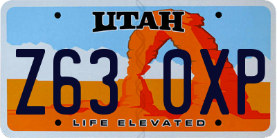 UT license plate Z630XP