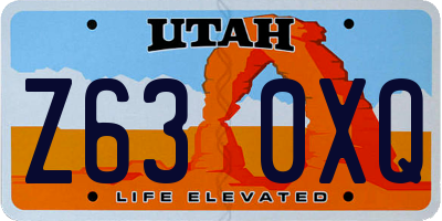 UT license plate Z630XQ