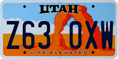 UT license plate Z630XW