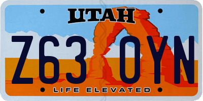 UT license plate Z630YN