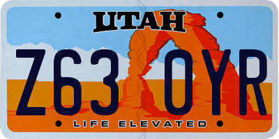 UT license plate Z630YR
