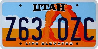 UT license plate Z630ZC