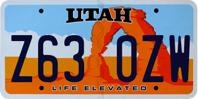UT license plate Z630ZW
